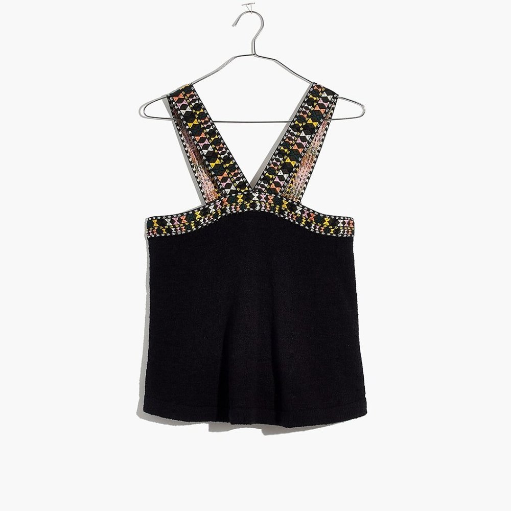 Madewell Black Embroidered Tank